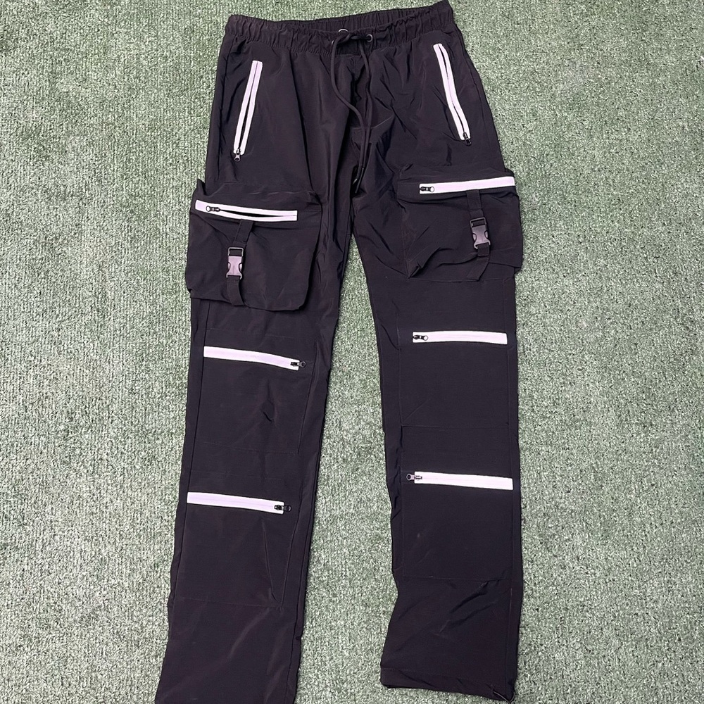 Forever 21 Black Cargo Pants with White Accents